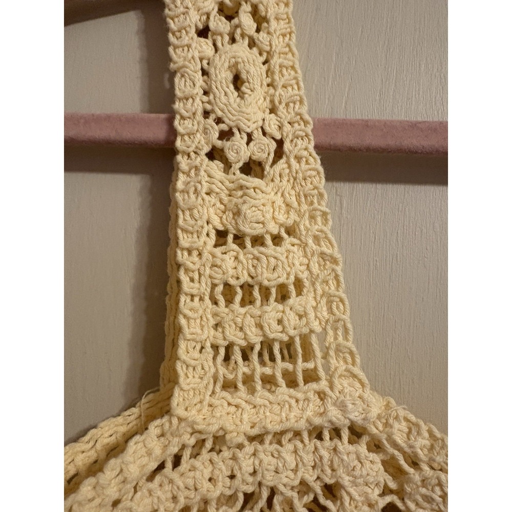 Tilly’s Crochet Cotton Cropped Tank Top cream Sleeveless Wide Strap Size L - Picture 6 of 9